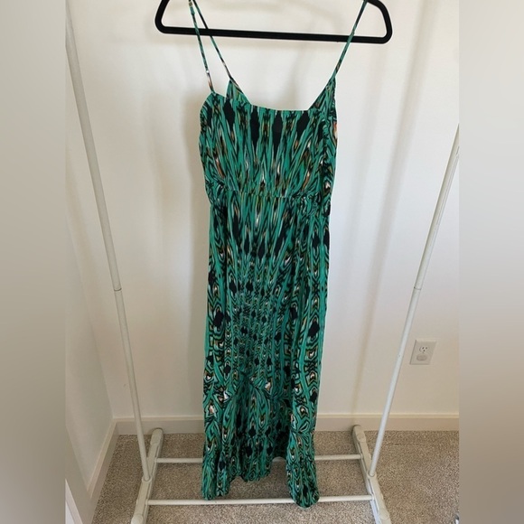 Cynthia Vincent green patterned silk maxi dress size small excellent condition - Picture 7 of 12